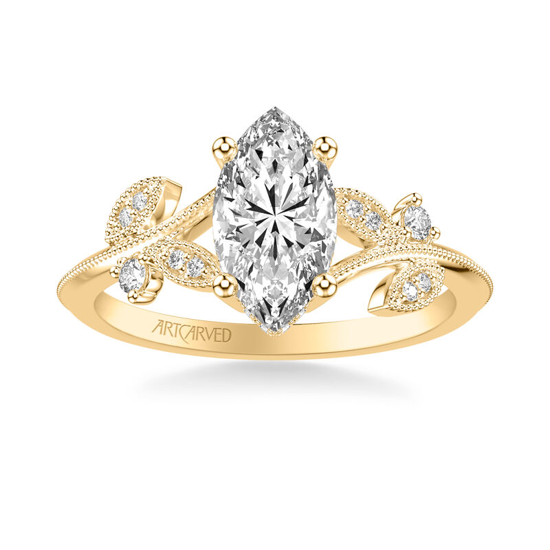 Natural Diamond 1/8ctw. Floral Pattern Engagement Ring Setting in 14k Yellow Gold image number null